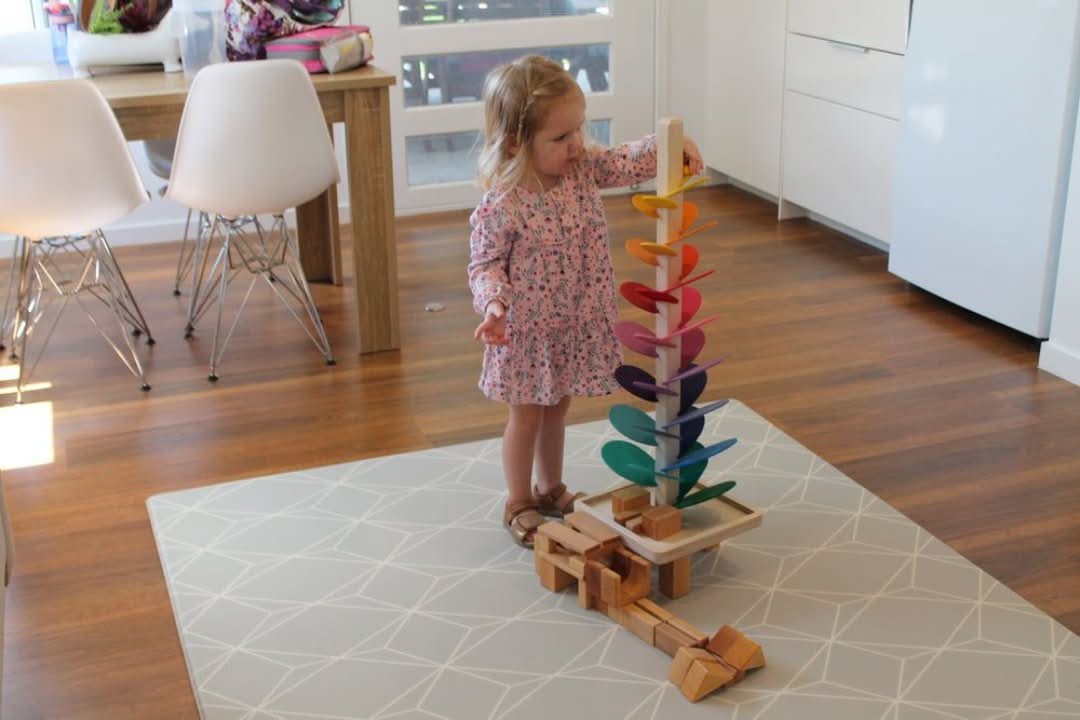 Musical wooden sound tree – educational game with marble sounds