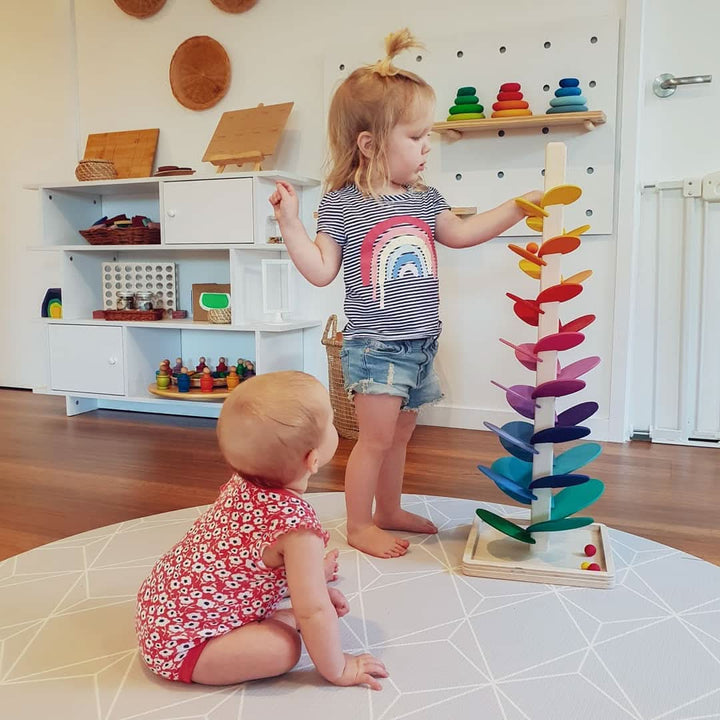 Musical wooden sound tree – educational game with marble sounds
