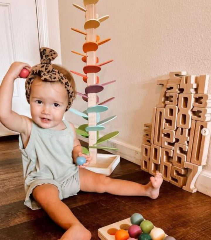 Musical wooden sound tree – educational game with marble sounds