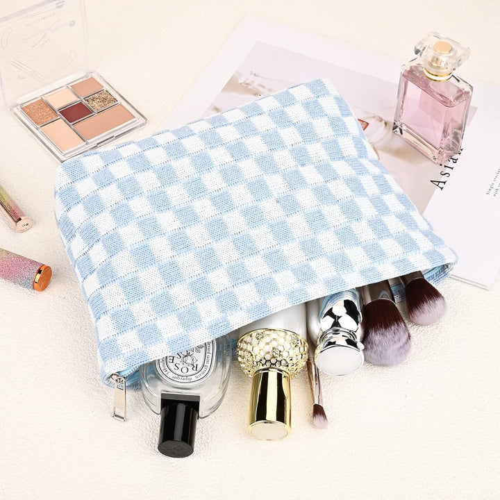 Must-Have Checked Make-up Bag Set-Red-State of Style