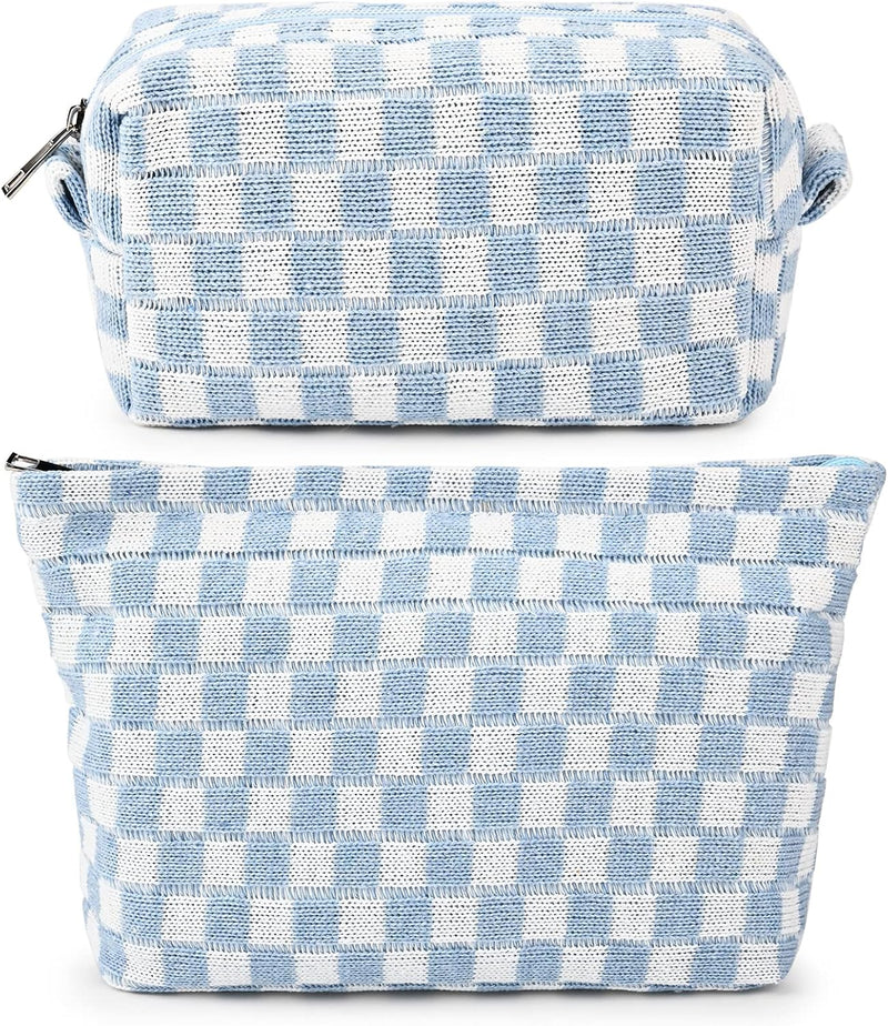 Must-Have Checked Make-up Bag Set-Red-State of Style