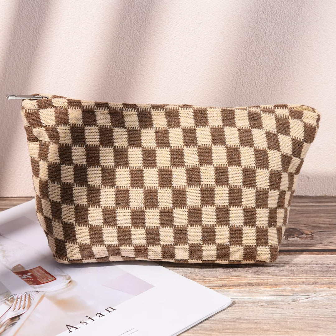 Must-Have Checked Make-up Bag Set-Red-State of Style