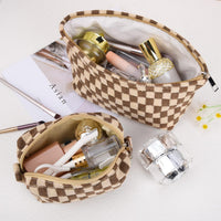Must-Have Checked Make-up Bag Set-Red-State of Style