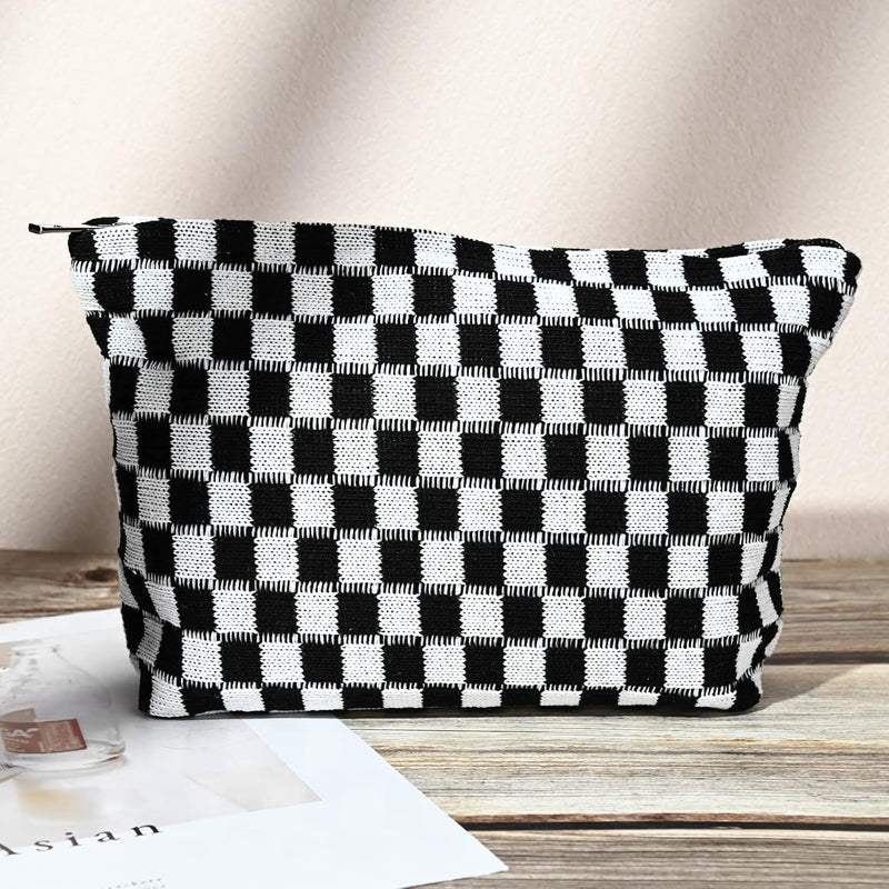 Must-Have Checked Make-up Bag Set-Red-State of Style