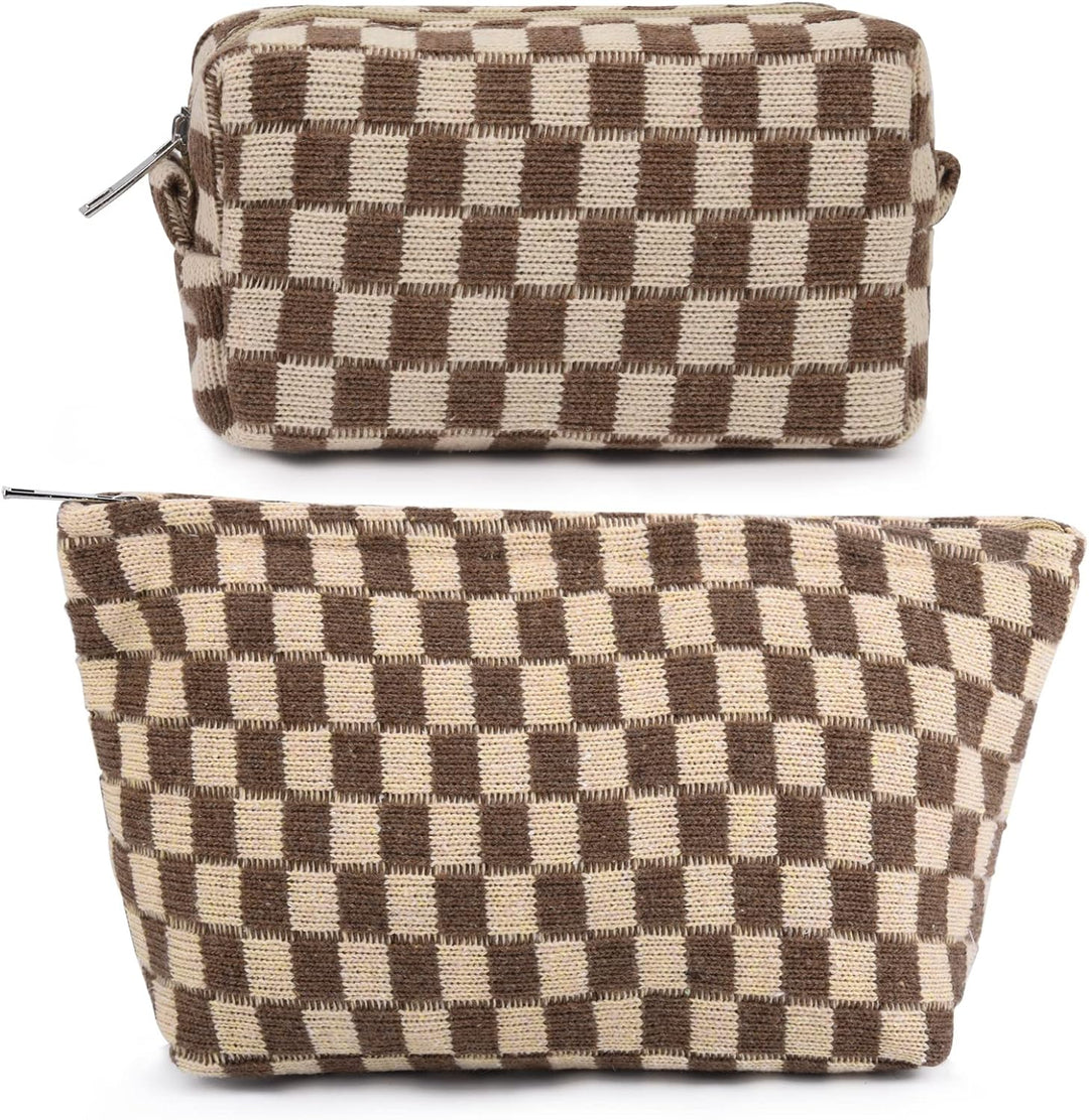 Must-Have Checked Make-up Bag Set-Red-State of Style