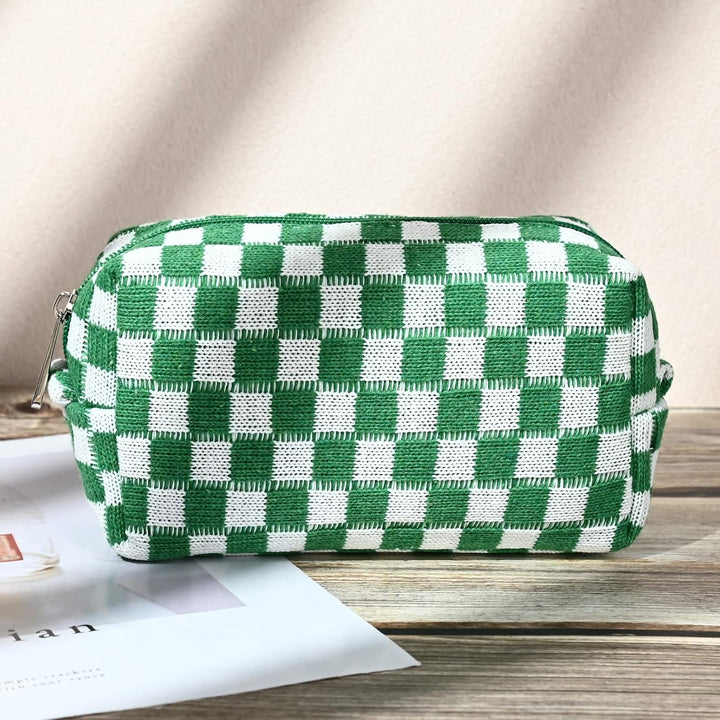 Must-Have Checked Make-up Bag Set-Red-State of Style