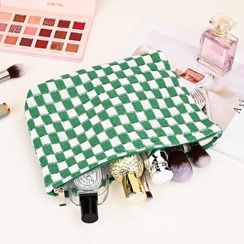 Must-Have Checked Make-up Bag Set-Red-State of Style