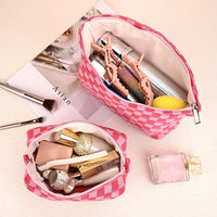 Must-Have Checked Make-up Bag Set-Red-State of Style