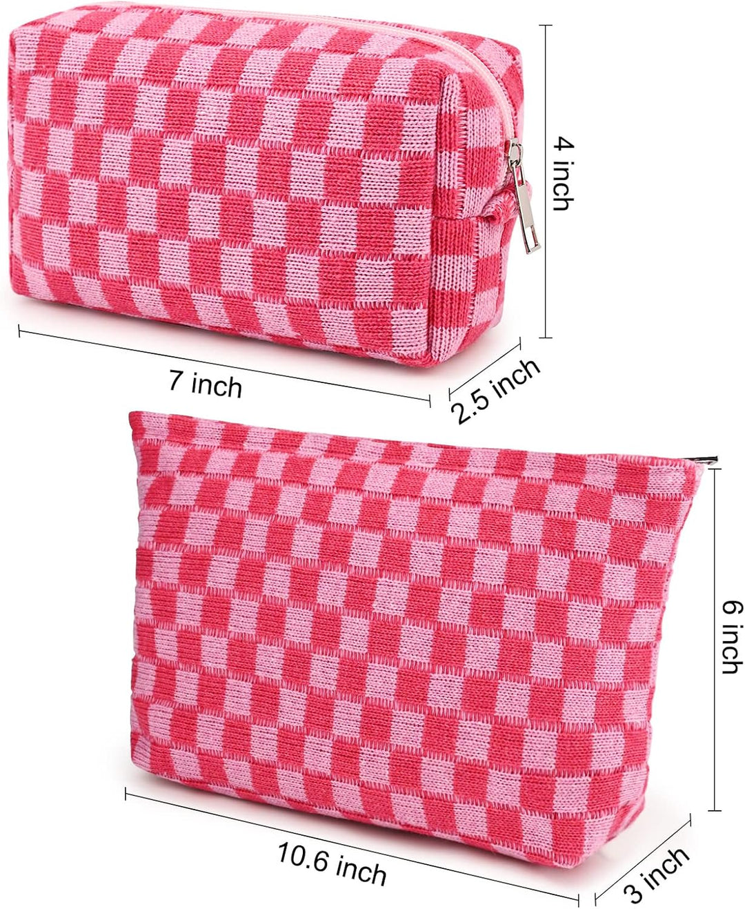 Must-Have Checked Make-up Bag Set-Red-State of Style