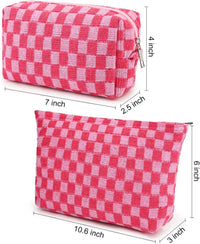 Must-Have Checked Make-up Bag Set-Red-State of Style