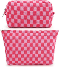 Must-Have Checked Make-up Bag Set-Red-State of Style