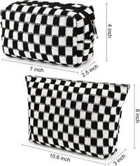 Must-Have Checked Make-up Bag Set-Red-State of Style