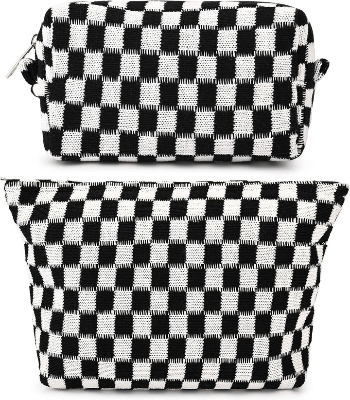 Must-Have Checked Make-up Bag Set-Red-State of Style