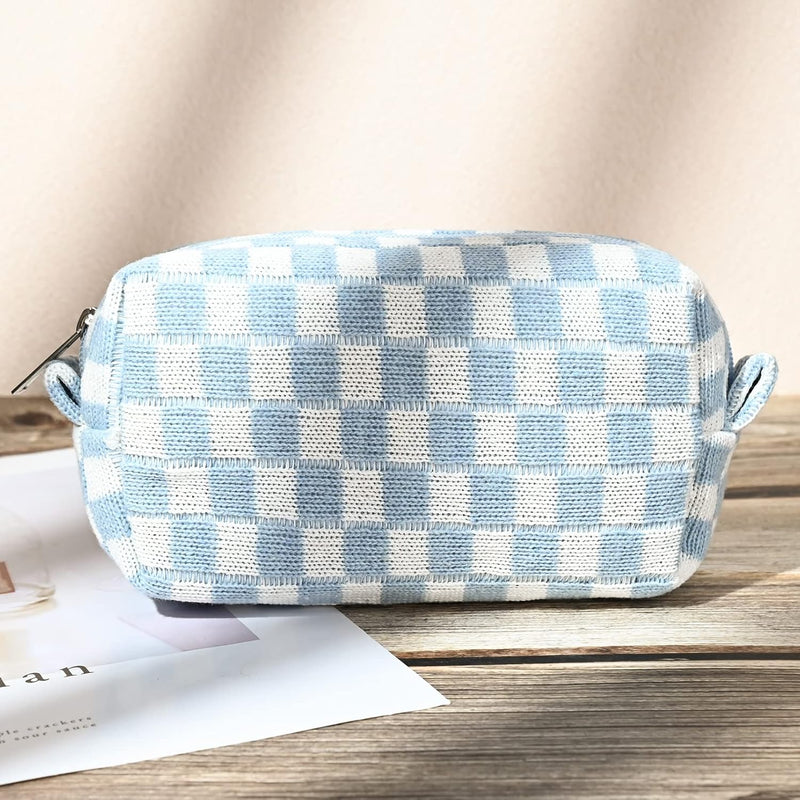Must-Have Checked Make-up Bag Set-Red-State of Style