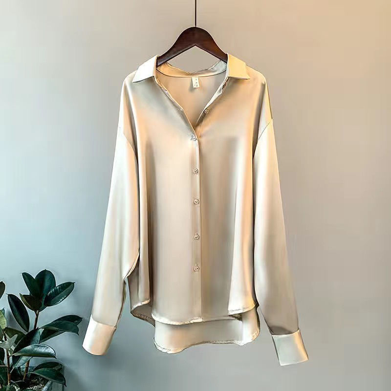 MyrasBlouse | Elegant Women's Silk Shirt-Beige-M-State of Style