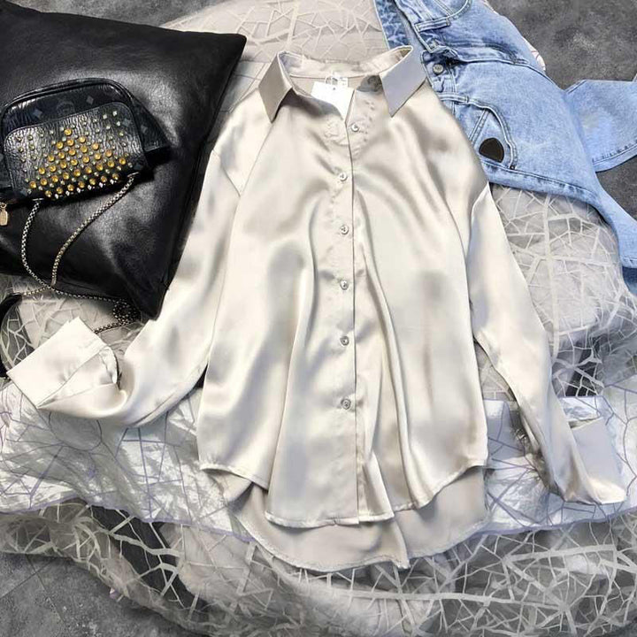 MyrasBlouse | Elegant Women's Silk Shirt-Beige-S-State of Style