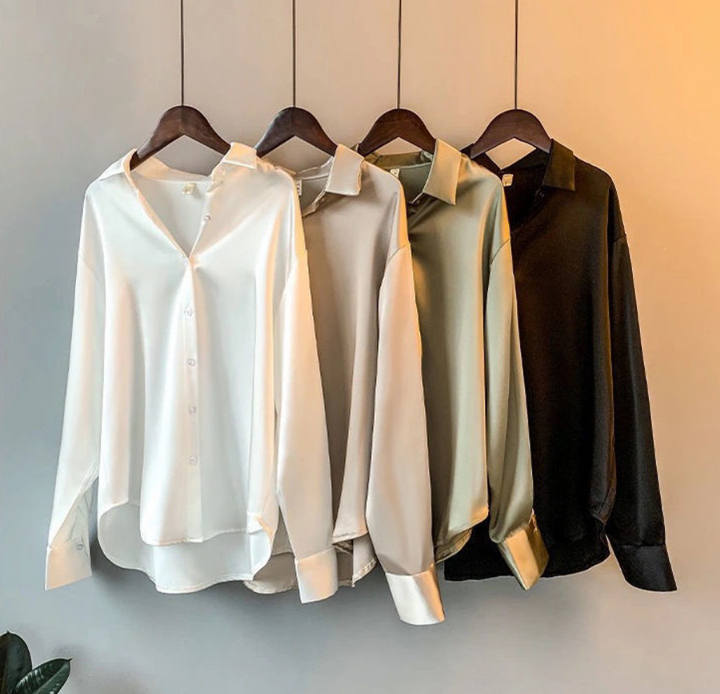 MyrasBlouse | Elegant Women's Silk Shirt-Beige-S-State of Style