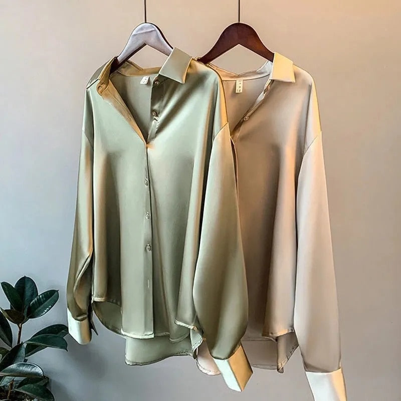 MyrasBlouse | Elegant Women's Silk Shirt-Beige-S-State of Style