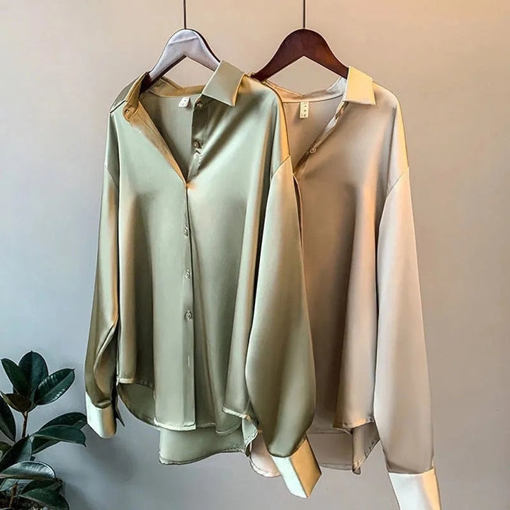 MyrasBlouse | Elegant Women's Silk Shirt-Beige-S-State of Style