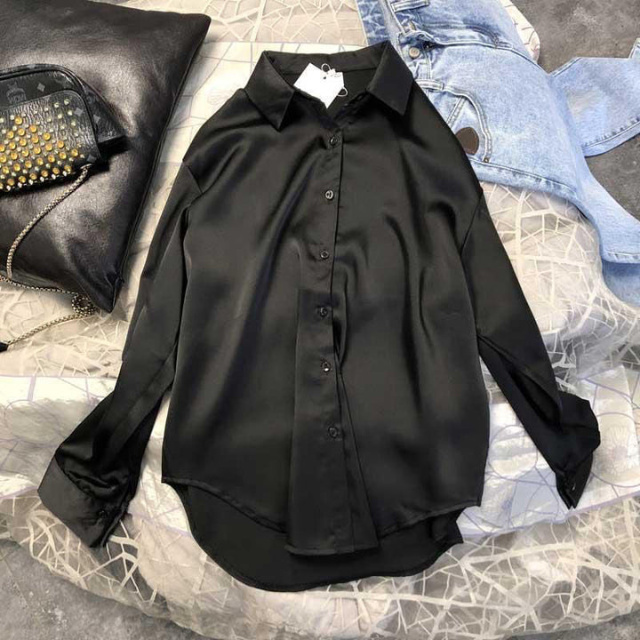MyrasBlouse | Elegant Women's Silk Shirt-Black-S-State of Style