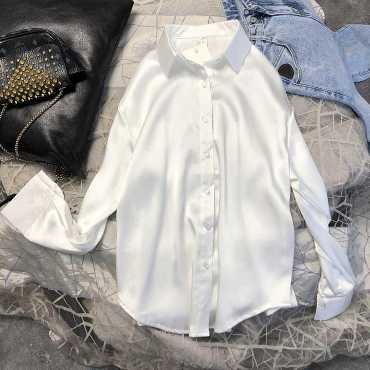 MyrasBlouse | Elegant Women's Silk Shirt-White-S-State of Style