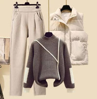 3-Piece Women's Autumn Set Trousers, Waistcoat and Sweater – Amira Autumn Magic Edition