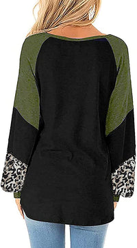 Naggoo – Colour Block Leopard Print Crew Neck Sweatshirt-Pink 01-Select-State of Style