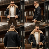 Four-view collage of the black jacket worn by a model: front, side, back and three-quarter 3