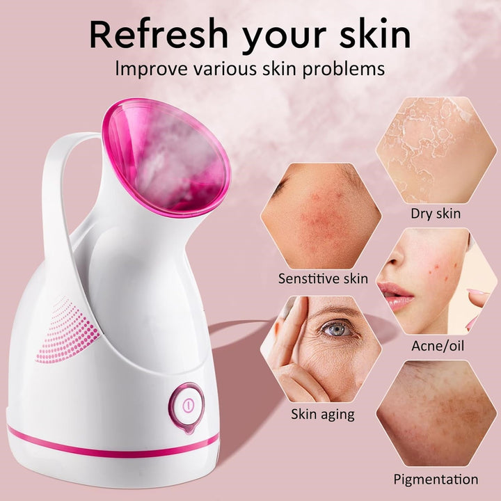 Nano Ionische Gezichtsstomer – Diepe Reiniging & Hydrateer Je Huid!-Roze-State of Style
