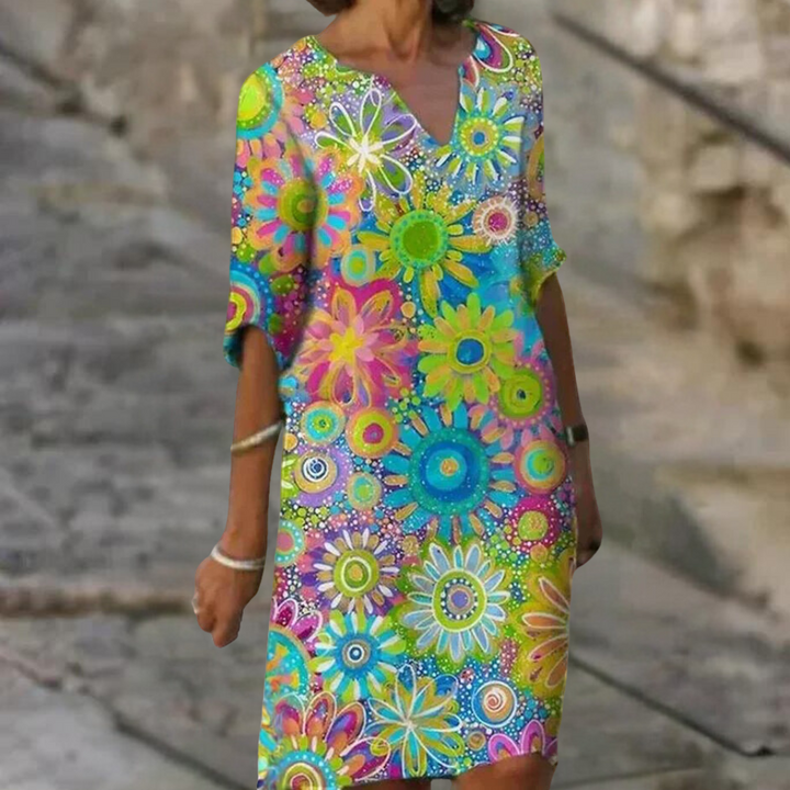 Naomi - Trendy Short Floral Dress-Green-XS-State of Style