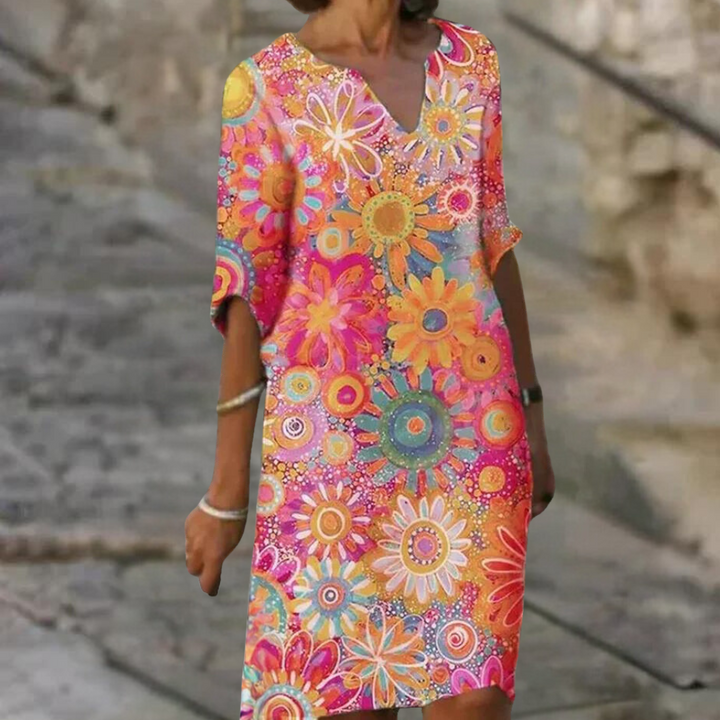 Naomi - Trendy Short Floral Dress-Pink-XS-State of Style