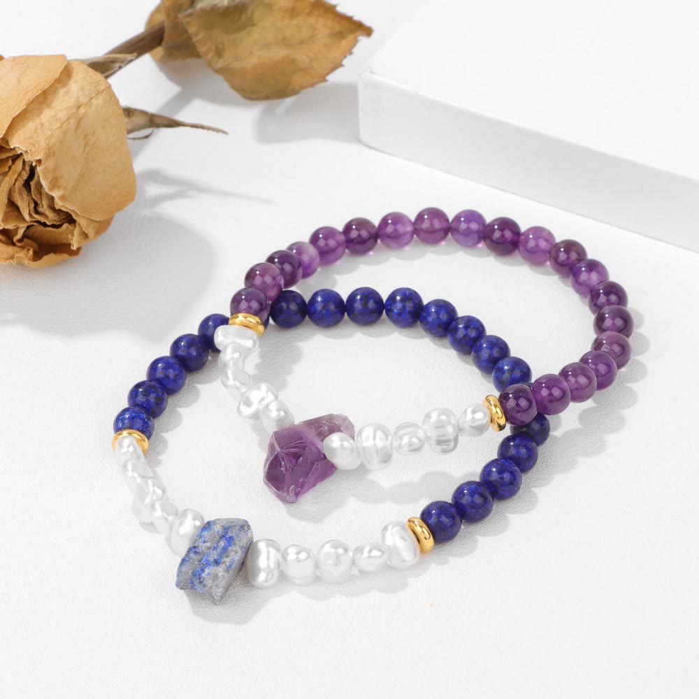 Natural Crystal Beads Bracelet - Eline-Amethyst-State of Style