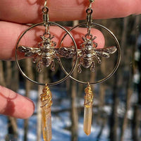 Natural Crystal Moon & Star Earrings - Elara-Citrine-State of Style