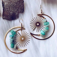 Natural Crystal Moon Stars Earrings - Elara-Amazonite-State of Style