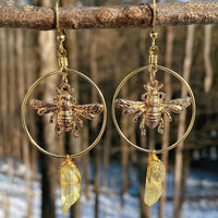 Natural Crystal Moon Stars Earrings - Elara-Citron quartz-State of Style