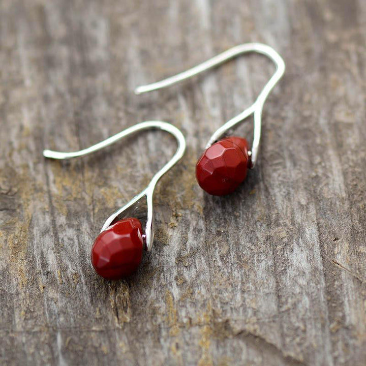 Natural Drop Gemstone Earrings - Serenella-Amethyst-State of Style