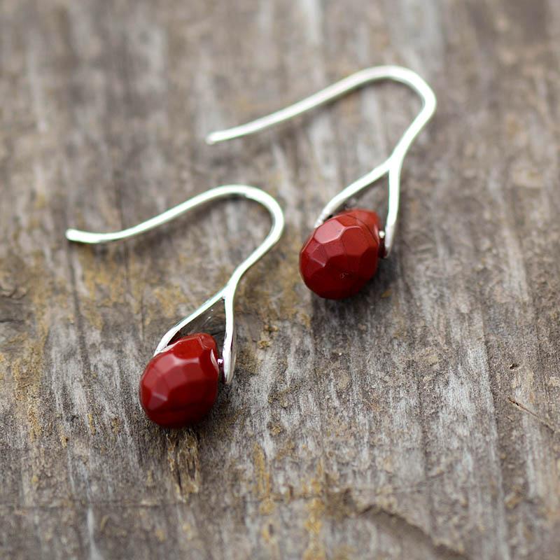 Natural Drop Gemstone Earrings - Serenella-Amethyst-State of Style