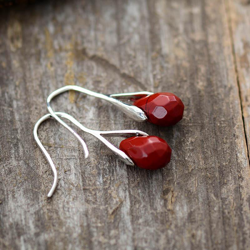 Natural Drop Gemstone Earrings - Serenella-Amethyst-State of Style