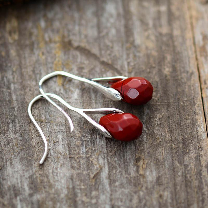 Natural Drop Gemstone Earrings - Serenella-Amethyst-State of Style