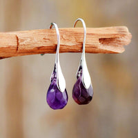 Natural Drop Gemstone Earrings - Serenella-Amethyst-State of Style