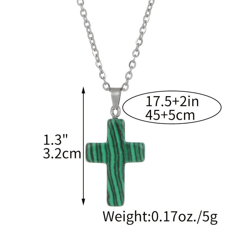 Natural Gemstone Cross Necklace - Seraphina-Amethyst-State of Style