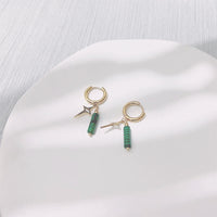 Natural Malachite Star Pendant Earrings, Necklace, and Bracelet - Maria-Earrings-State of Style