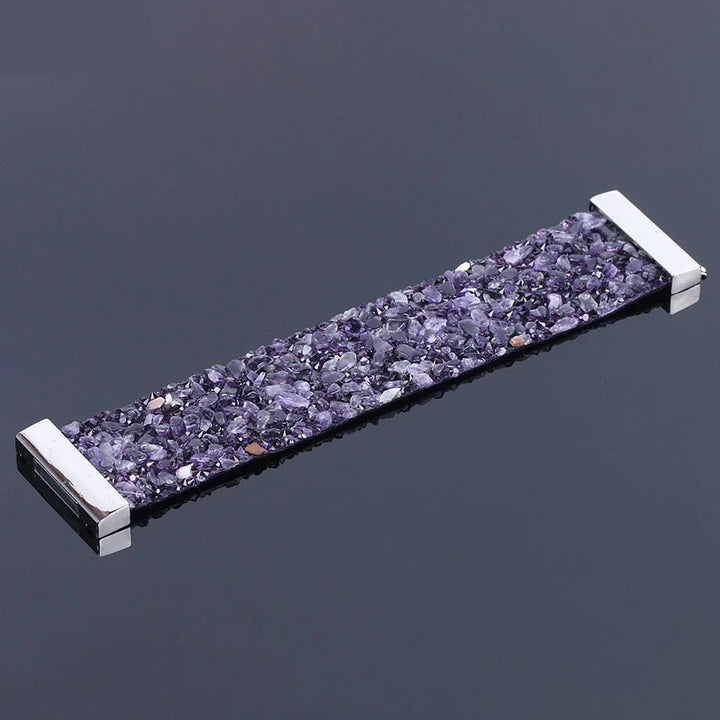 Natural Stone Crystal Leather Bracelet-AMETHYST-State of Style