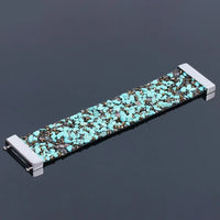 Natural Stone Crystal Leather Bracelet-TURQUOISE-State of Style