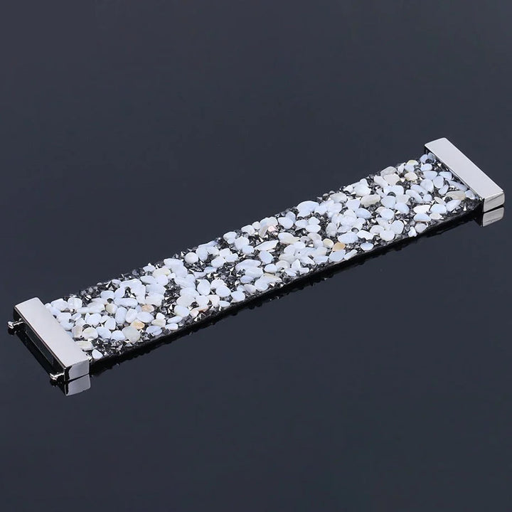 Natural Stone Crystal Leather Bracelet-WHITE BOWL-State of Style