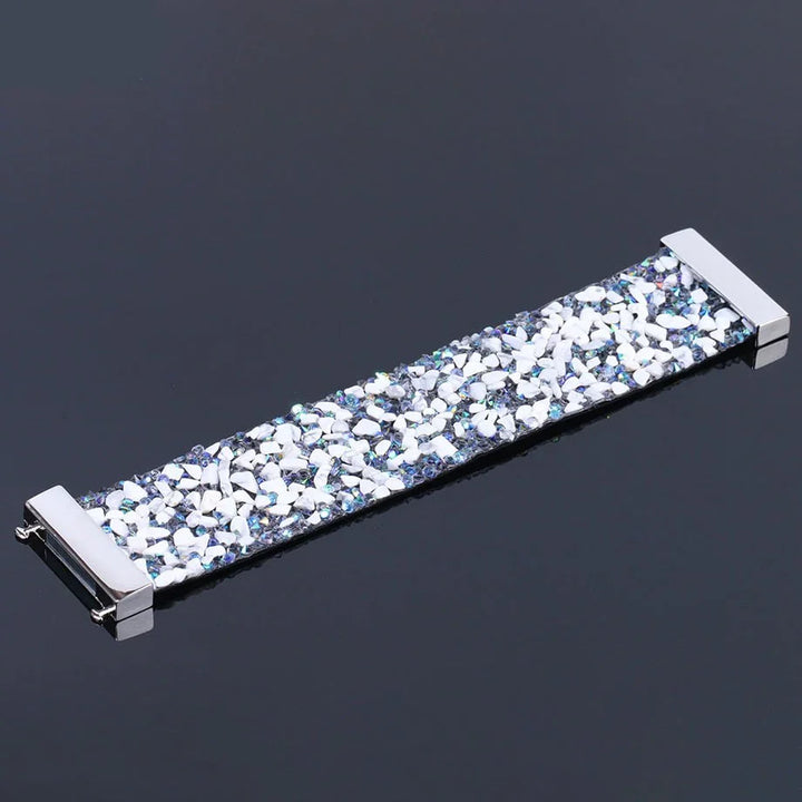Natural Stone Crystal Leather Bracelet-WHITE TURQUOISE-State of Style