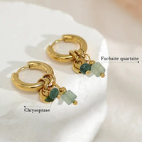 Natural Stone Gold Hoops | Elegant Women's Jewellery-State of Style