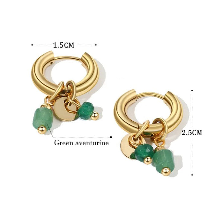 Natural Stone Gold Hoops | Elegant Women's Jewellery-State of Style