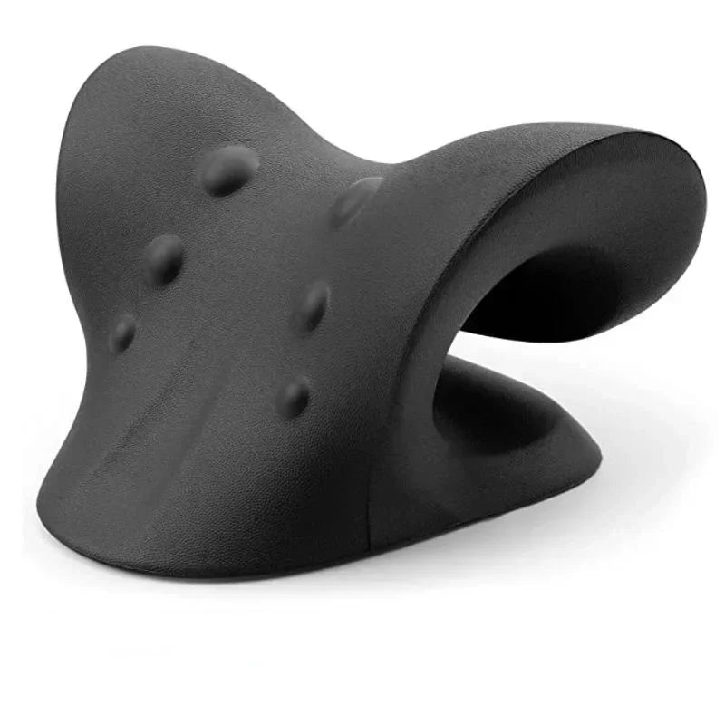 NECK AND SHOULDER STRETCHER - CERVICAL TRACTION MASSAGE CUSHION FOR SPINAL ALIGNMENT-Black-State of Style