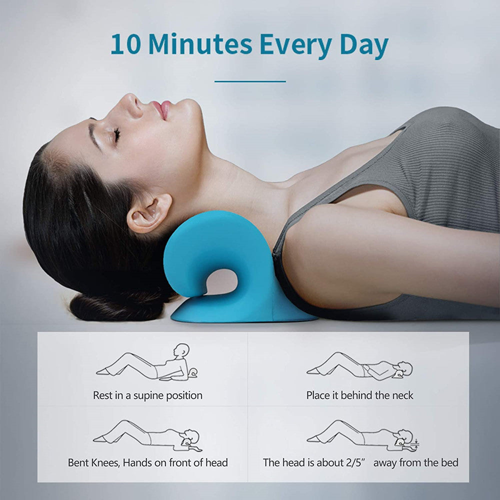 NECK AND SHOULDER STRETCHER - CERVICAL TRACTION MASSAGE CUSHION FOR SPINAL ALIGNMENT-Blue-State of Style